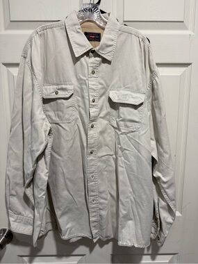 Wrangler Light Beige Button-Front Shirt Jacket